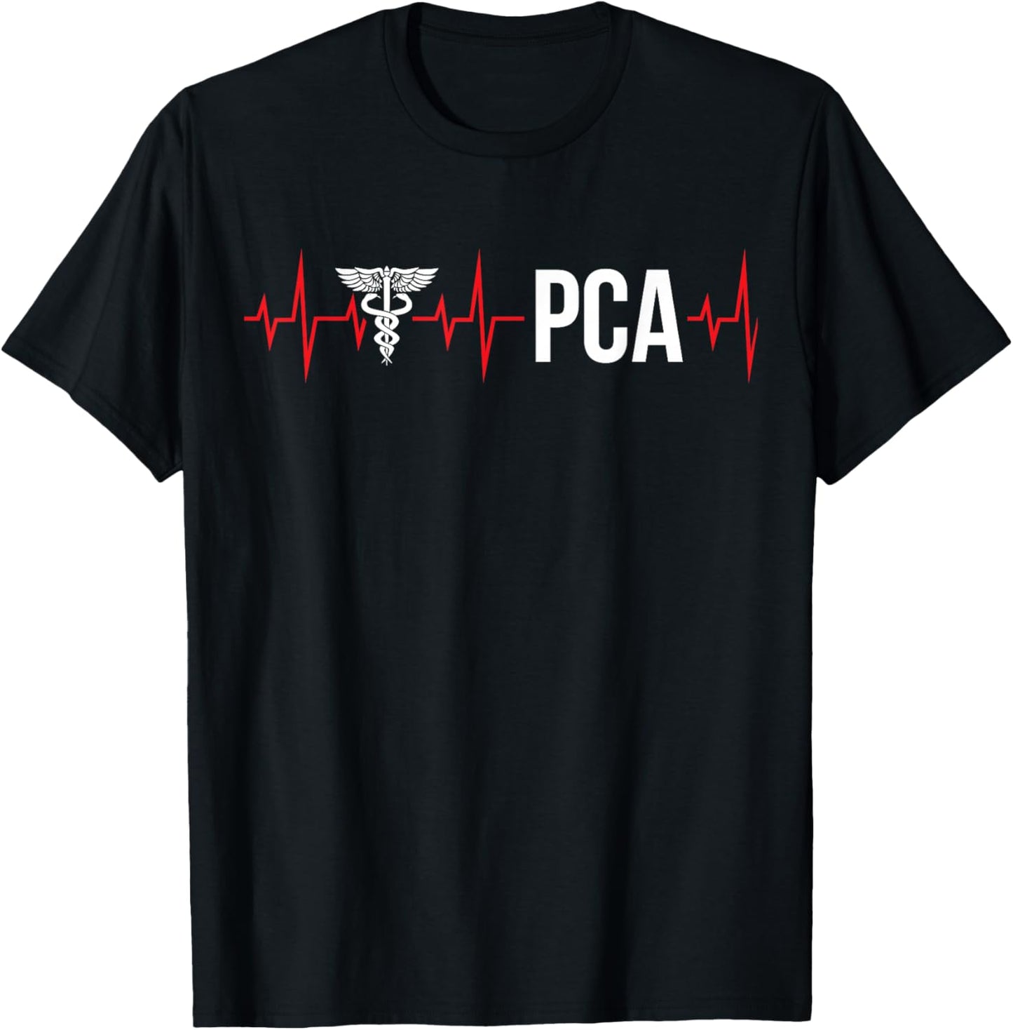PCA Heartbeat Patient Care Assistant PCA Nurse T-Shirt - T-Shirt | Black