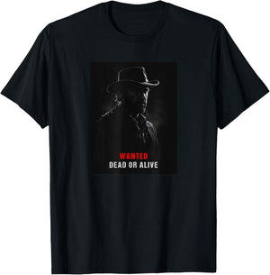 Old West Gunslinger Wanted Dead or Alive RDR Outlaw T-Shirt - T-Shirt | Black
