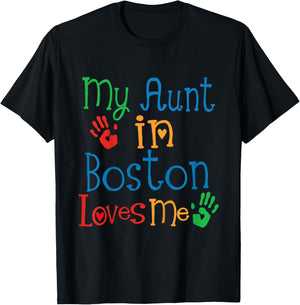 Kids My Aunt In Boston Loves Me Niece T-Shirt - T-Shirt | Black