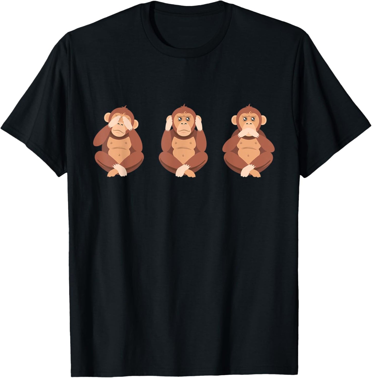 Three Wise Monkeys Three Monkeys T-Shirt - T-Shirt | Black