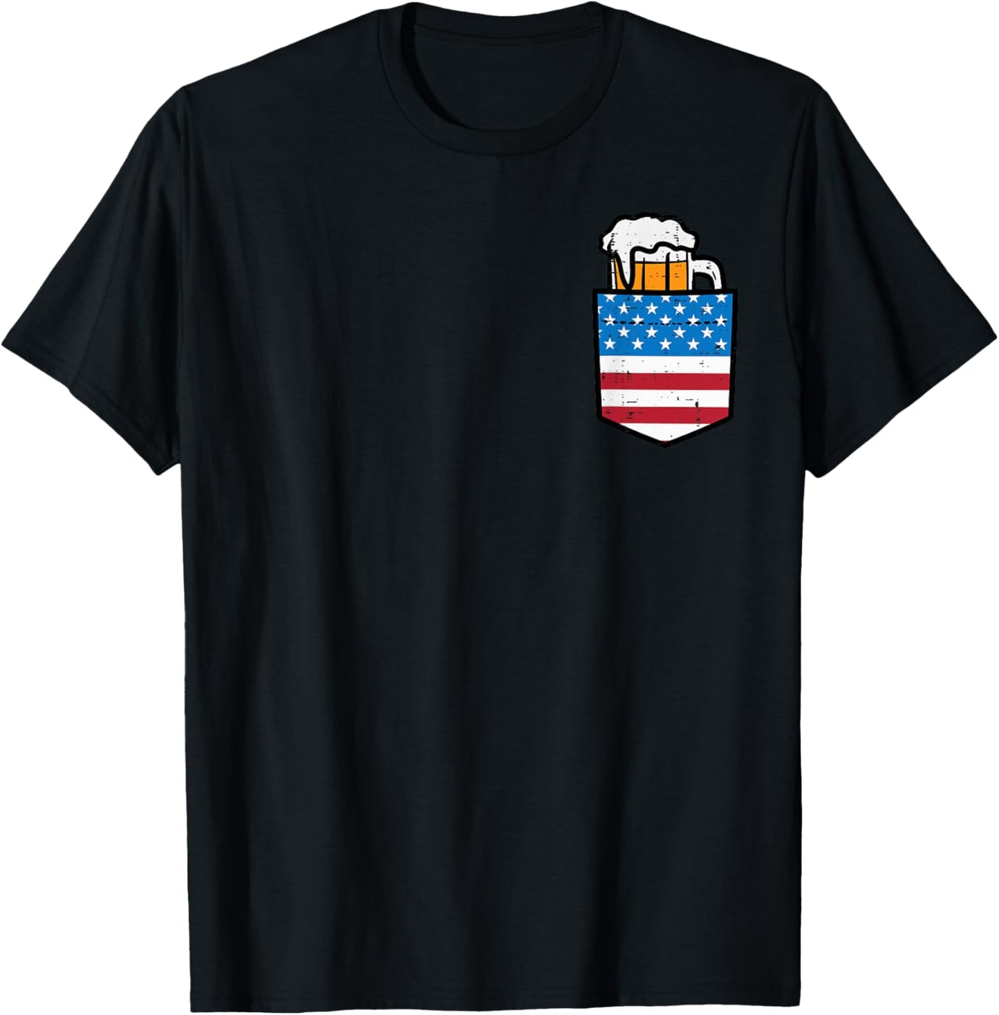 4th of July American Flag Pocket Funny Patriot Dad Team Men T-Shirt - T-Shirt | Black