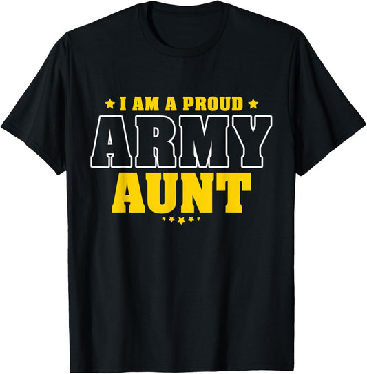 I Am A Proud Army Aunt Patriotic Pride Military Auntie Men T-Shirt - T-Shirt | Black