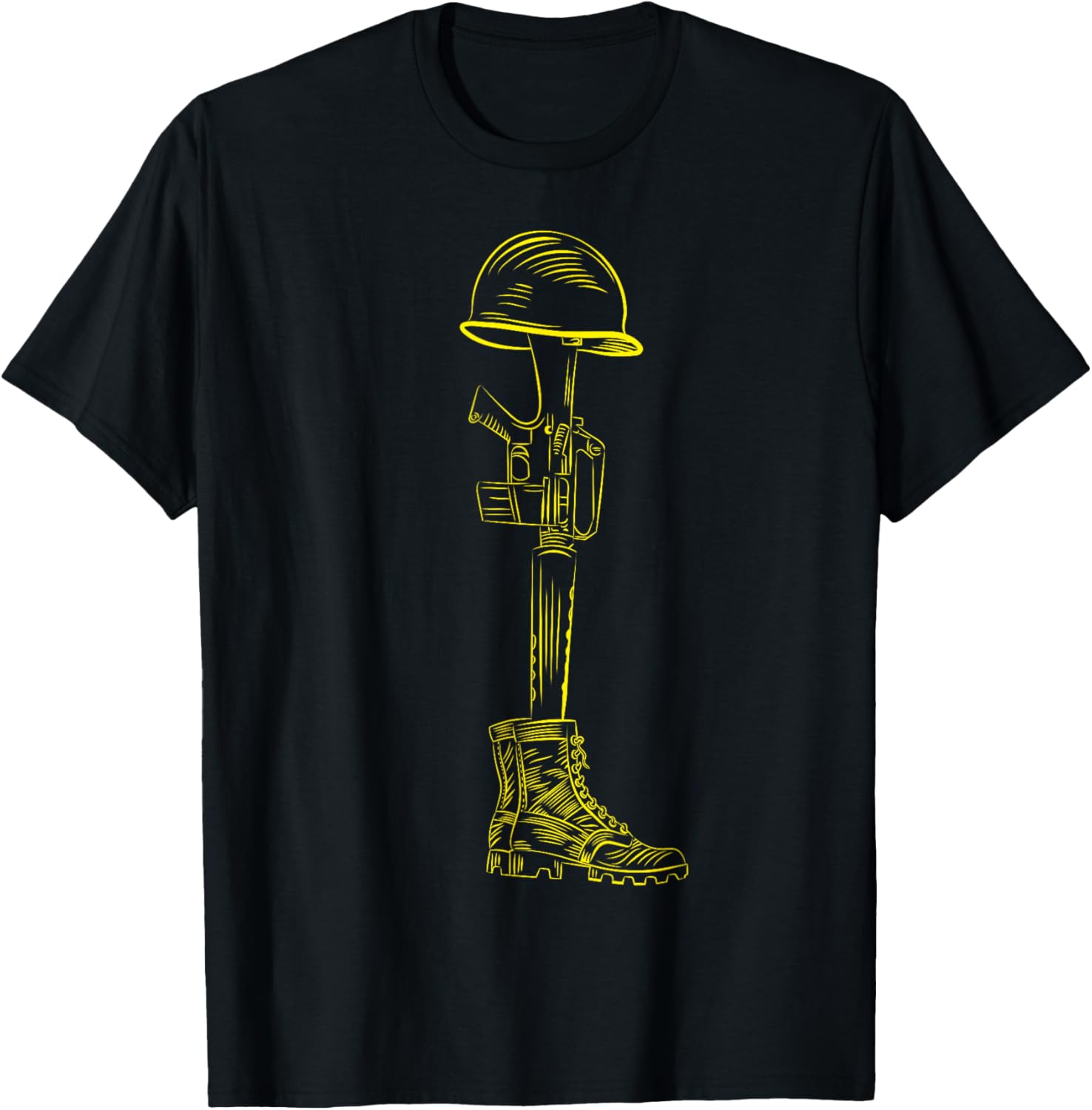 Battlefield Cross Rifle Helmet Memorial T-Shirt - T-Shirt | Black