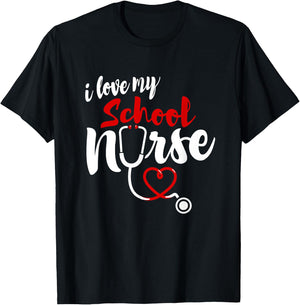 School Nurse Love Gifts | I love My Nurse T-Shirt - T-Shirt | Black