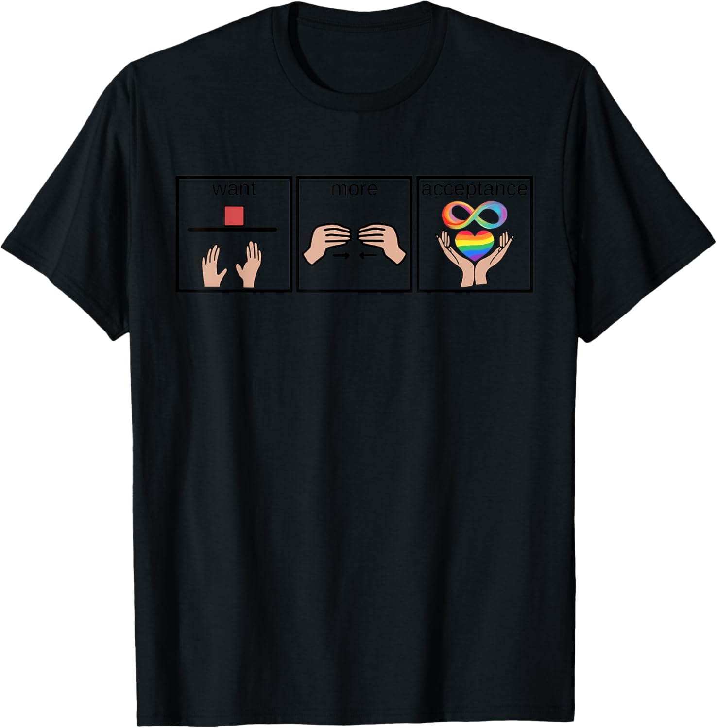 Want More Acceptance Sped Teacher Autism Awareness Month T-Shirt - T-Shirt | Black