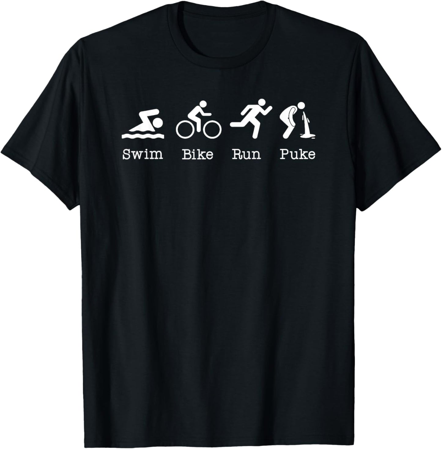 Triathlon Swim Bike Run Puke Athlete Funny Triathlete T-Shirt - T-Shirt | Black