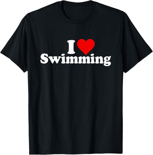 I Love Heart Swimming T-Shirt - T-Shirt | Black