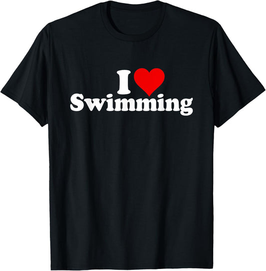 I Love Heart Swimming T-Shirt - T-Shirt | Black