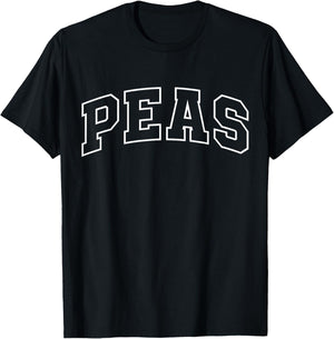 Peas Funny Athletic Lettering Costume Gardener T-Shirt - T-Shirt | Black