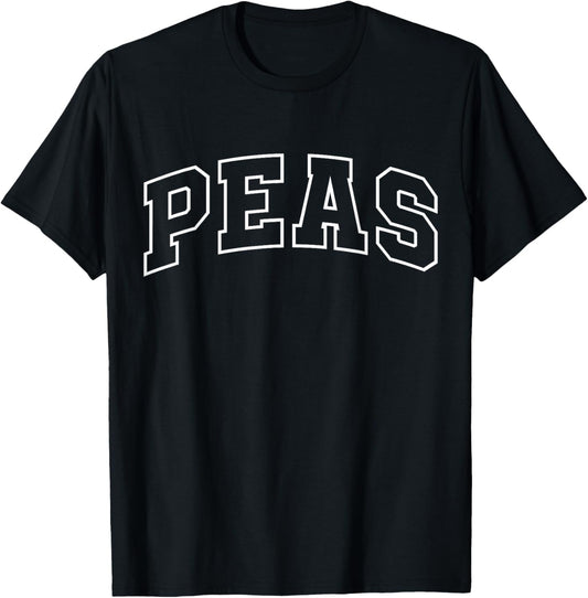 Peas Funny Athletic Lettering Costume Gardener T-Shirt - T-Shirt | Black