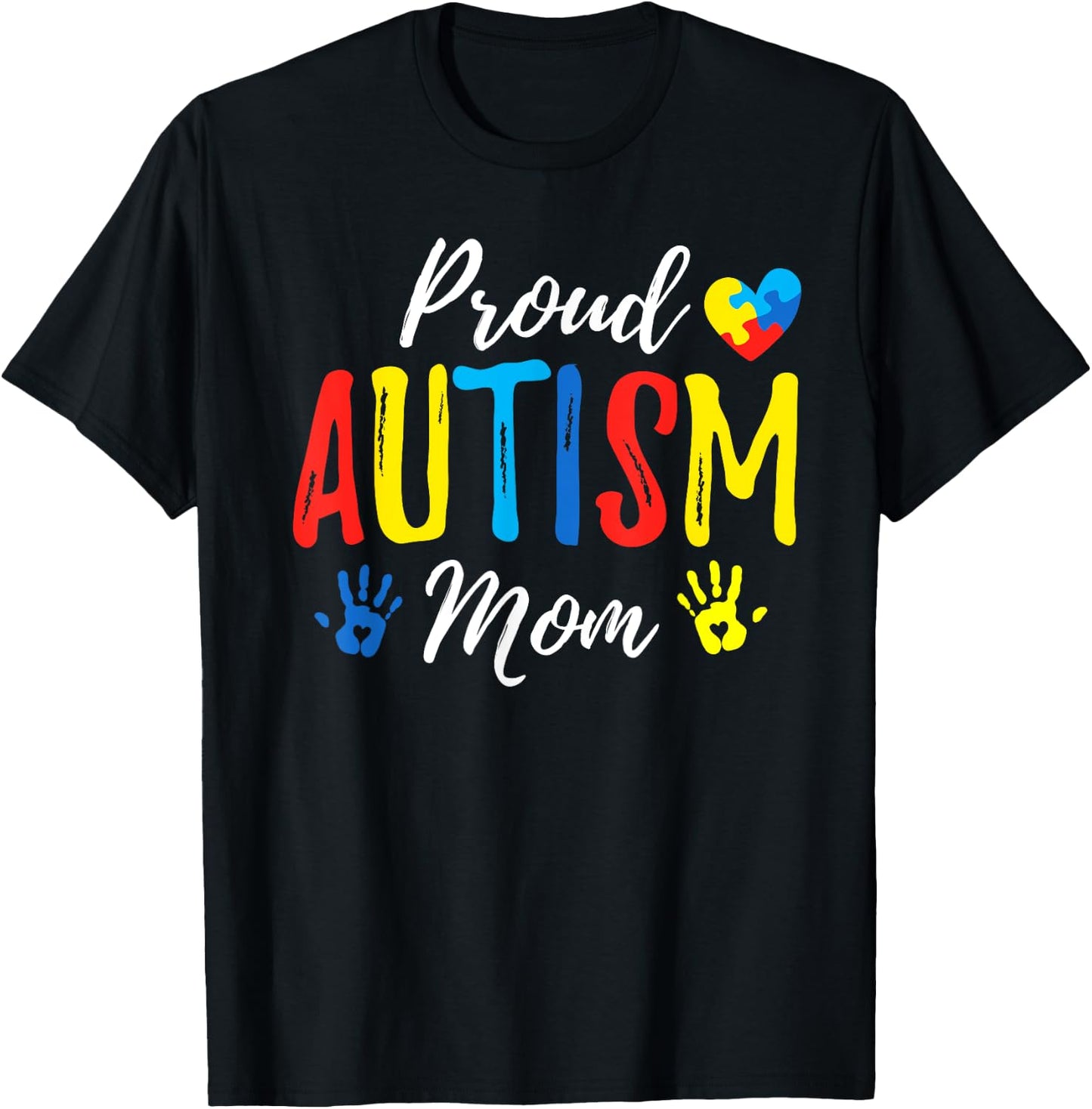 Proud Mom Autism Awareness Family Matching Shirt T-Shirt - T-Shirt | Black