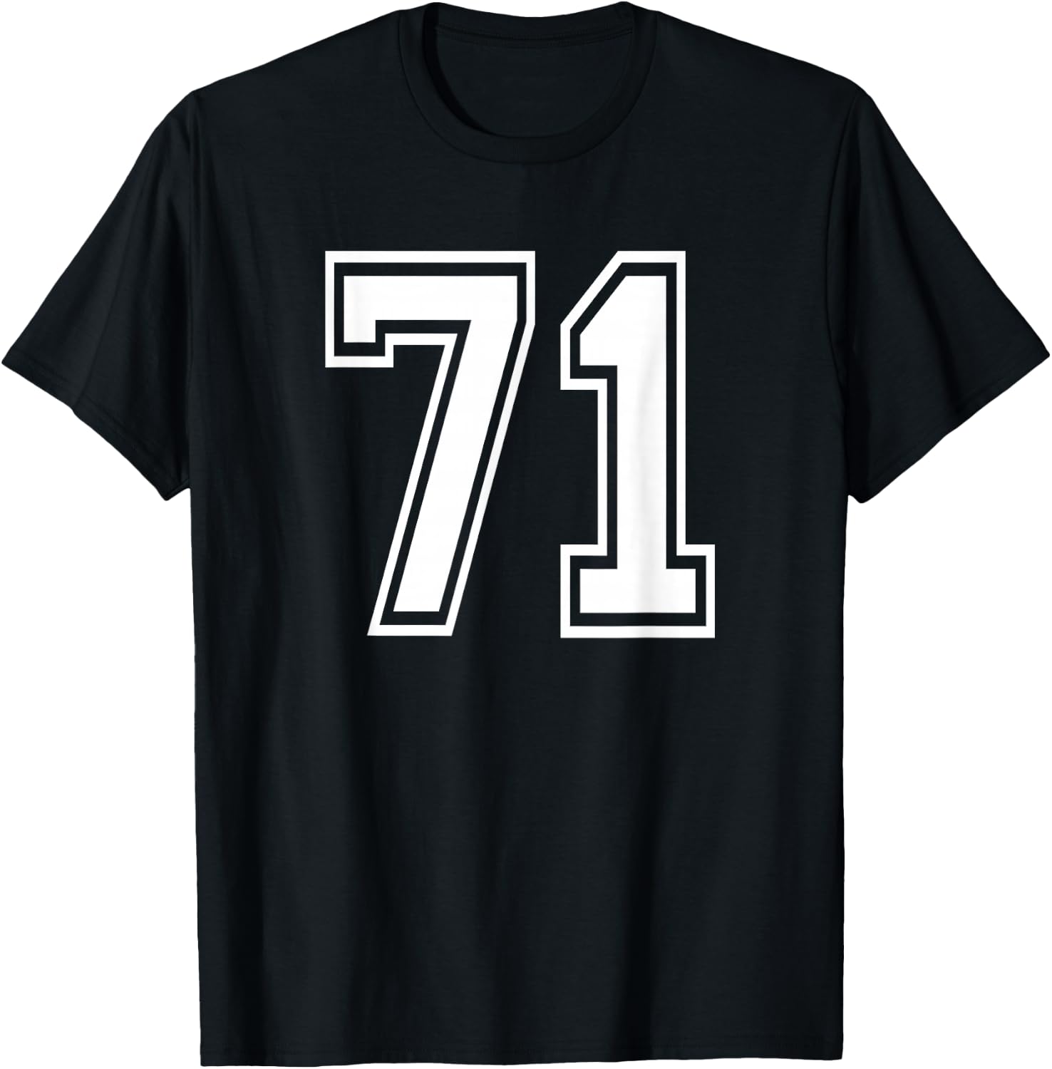 Number 71 Birthday 71st Sports Player Team Numbered Jersey T-Shirt - T-Shirt | Black