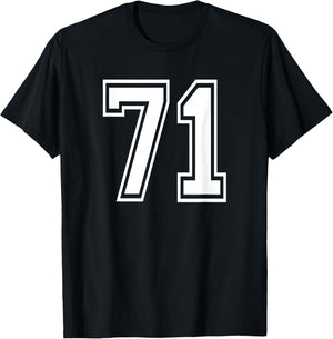 Number 71 Birthday 71st Sports Player Team Numbered Jersey T-Shirt - T-Shirt | Black