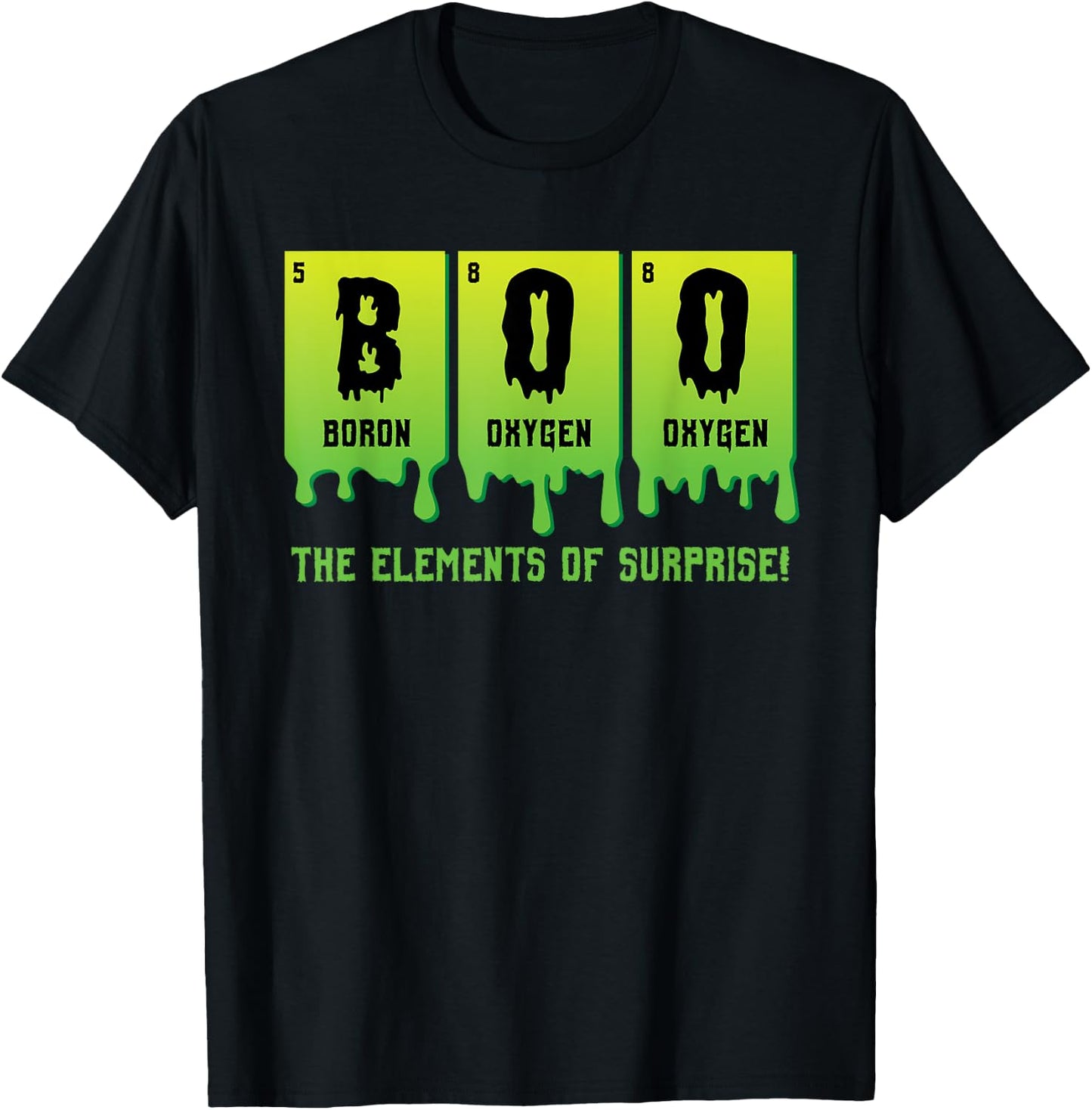 Funny Boo Elements of Surprise Science Teacher Halloween T-Shirt - T-Shirt | Black