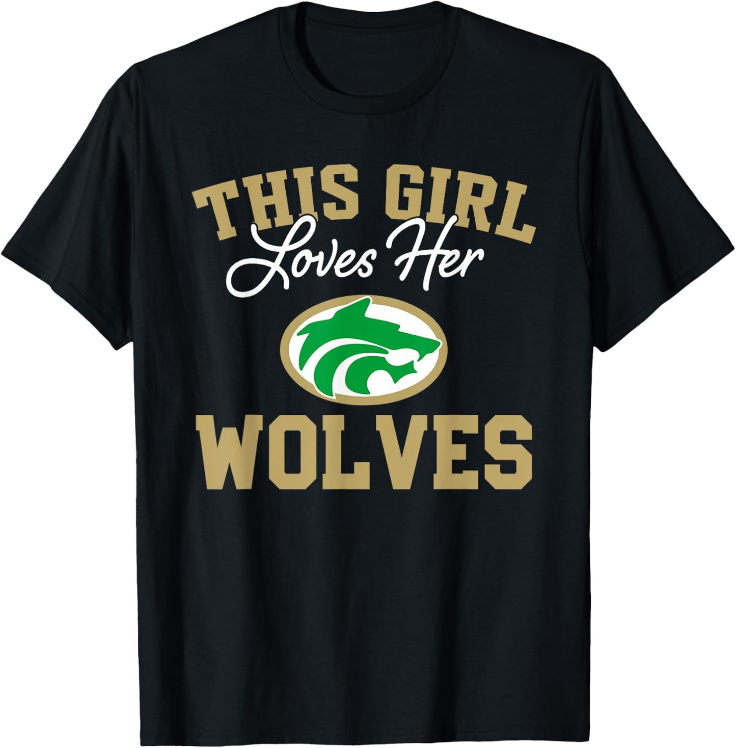 Buford Wolves Logo This Girl Loves Her HS T-Shirt - T-Shirt | Black