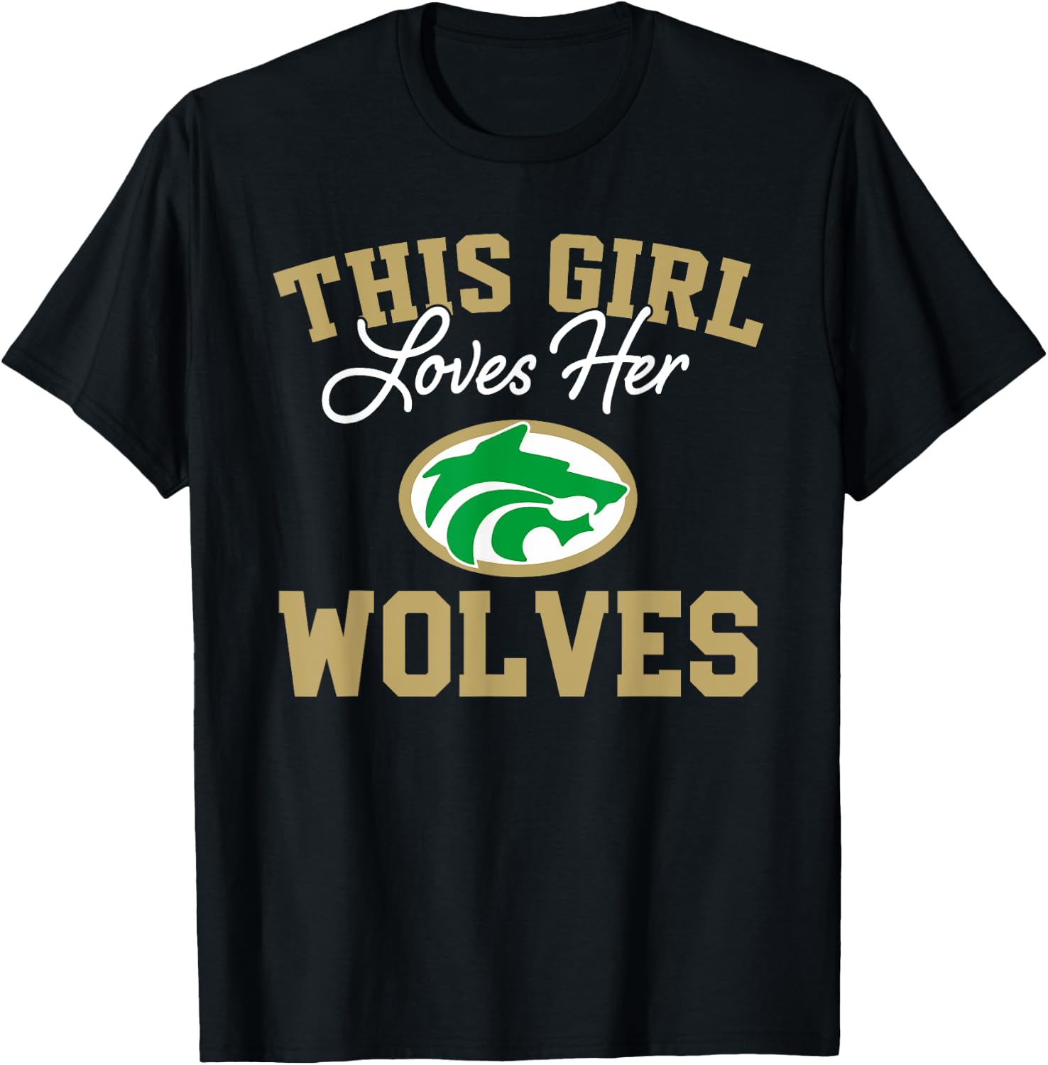 Buford Wolves Logo This Girl Loves Her HS T-Shirt - T-Shirt | Black