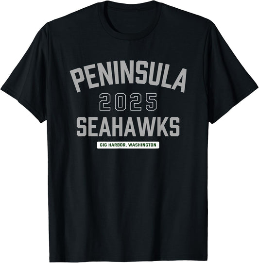Peninsula Seahawks Gig Harbor, Washington 2025 T-Shirt - T-Shirt | Black