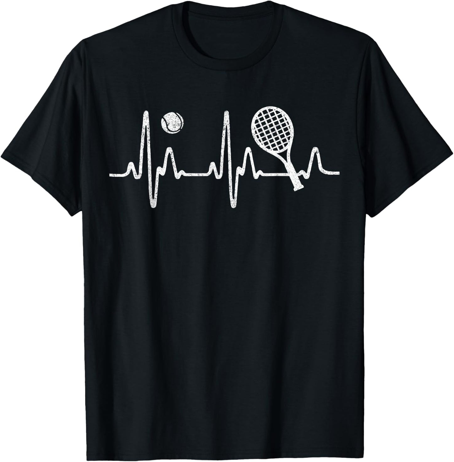 Tennis Heartbeat Shirt Best Tennis Gift Players Fans T-Shirt - T-Shirt | Black
