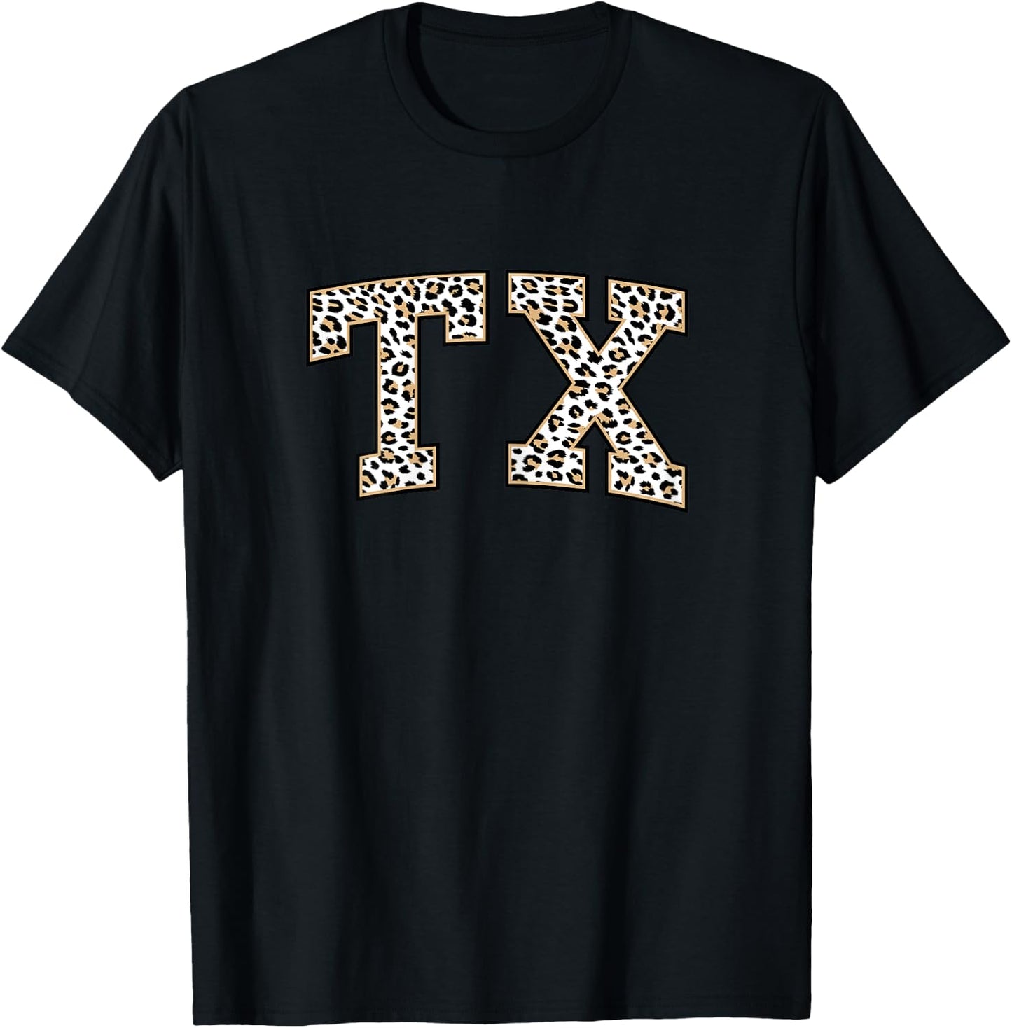 Texas | Stylish Leopard Print TX State T-Shirt - T-Shirt | Black