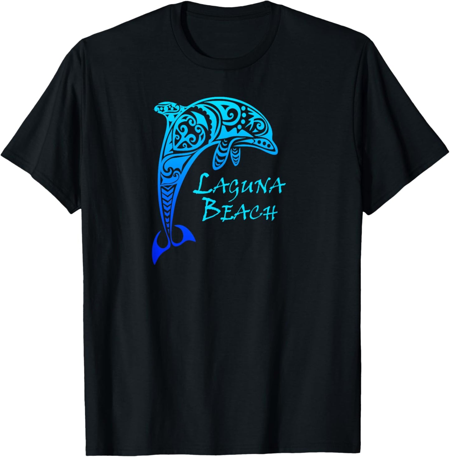 Laguna Beach, California Vintage Retro Tribal Dolphin Women Kids T-Shirt - T-Shirt | Black