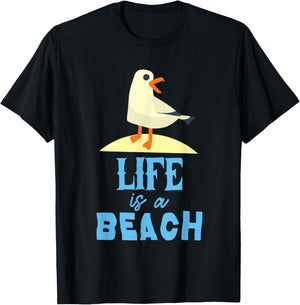 Life at the Beach Seagul bird at the beach life is a beach T-Shirt - T-Shirt | Black