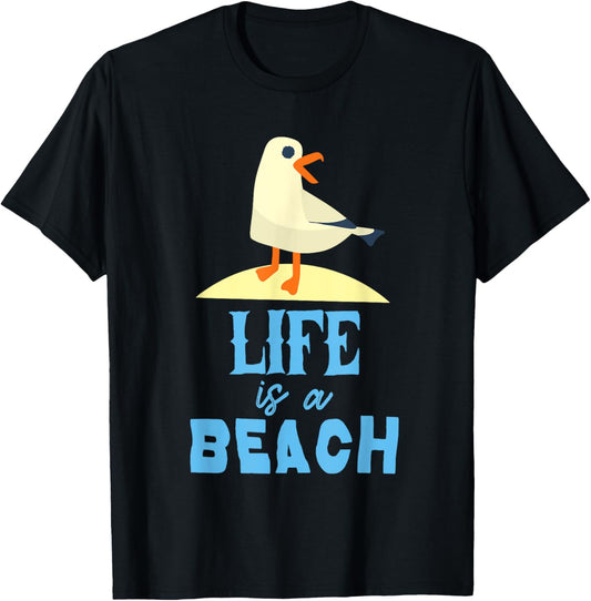 Life at the Beach Seagul bird at the beach life is a beach T-Shirt - T-Shirt | Black