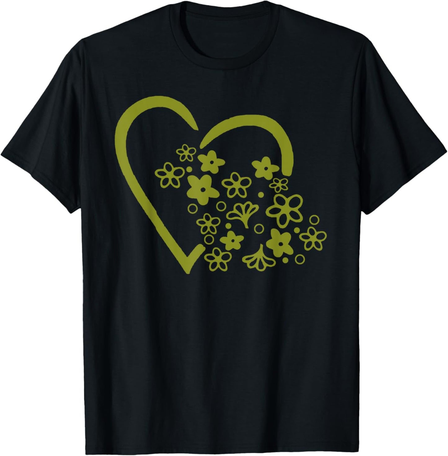 Daisy Spring Blossom Heart Vintage Pyrex (Green) T-Shirt - T-Shirt | Black
