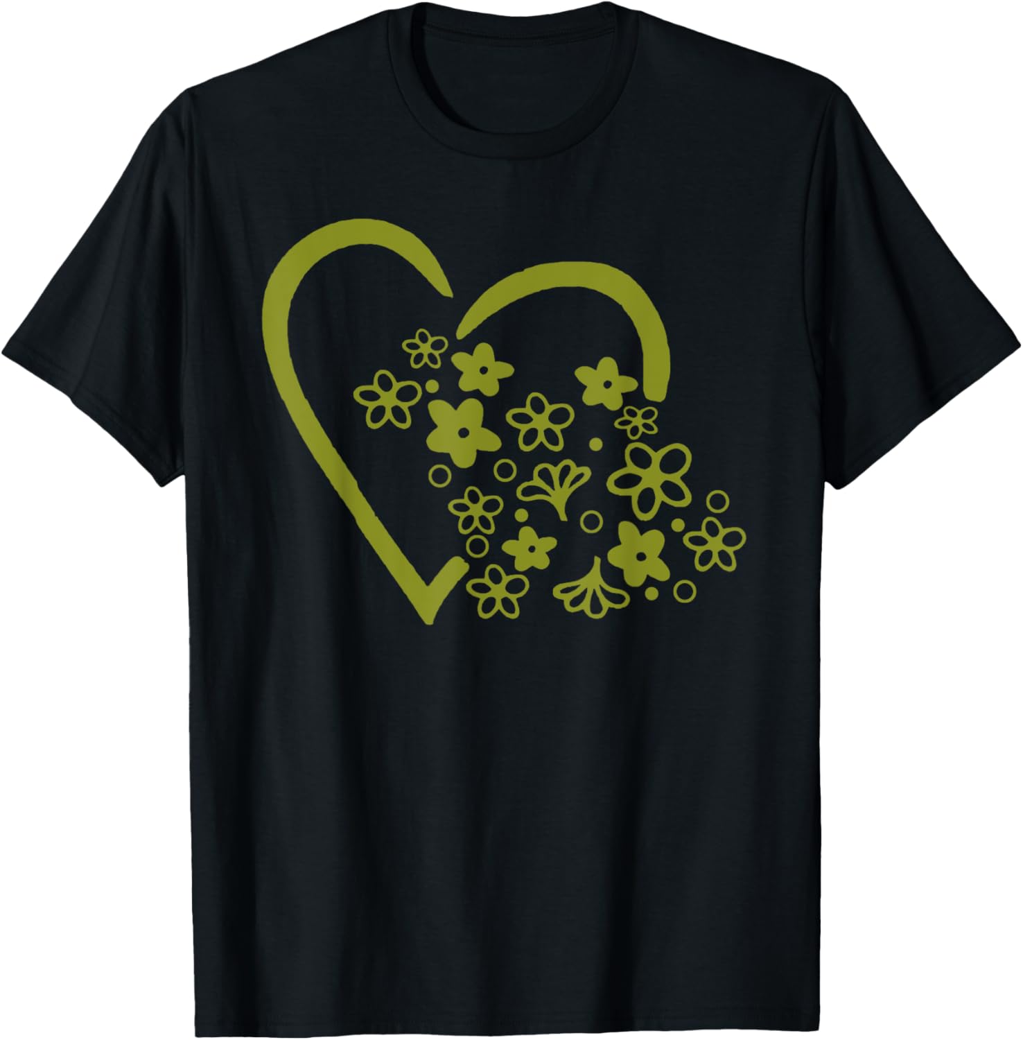 Daisy Spring Blossom Heart Vintage Pyrex (Green) T-Shirt - T-Shirt | Black