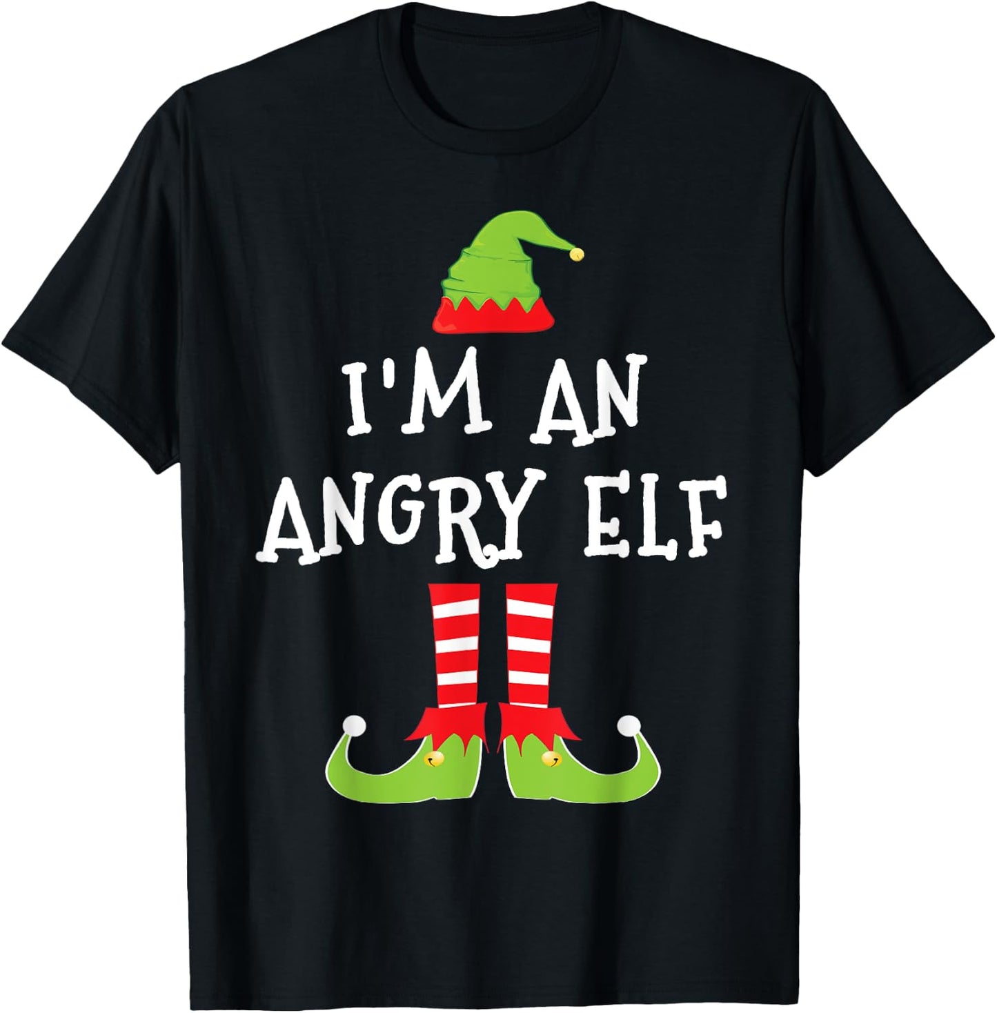 I'm An Angry Elf Matching Family Elf Christmas T Shirt T-Shirt - T-Shirt | Black