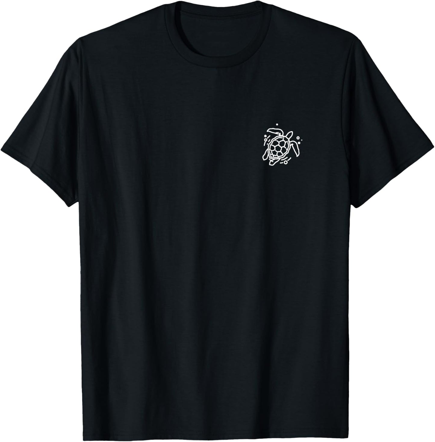 Sea Turtle Badge Patch Line Art Icon Outline Gift T-Shirt - T-Shirt | Black