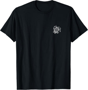 Sea Turtle Badge Patch Line Art Icon Outline Gift T-Shirt - T-Shirt | Black