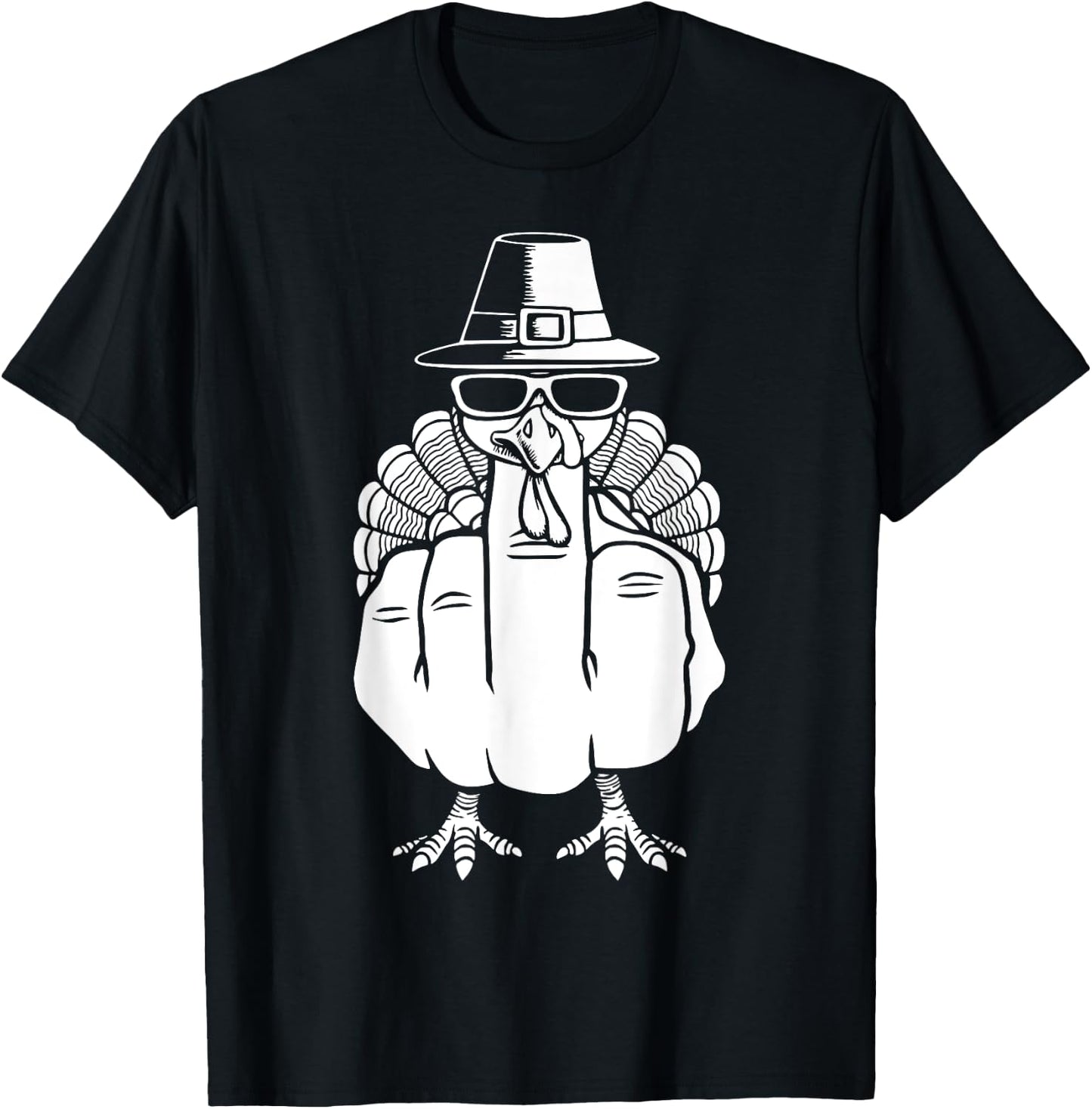 Turkey Middle Finger Adult Anti Social Thanksgiving Hand T-Shirt - T-Shirt | Black