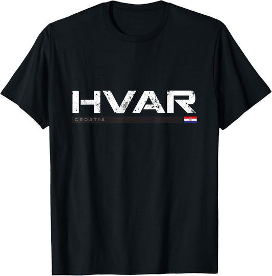 Hvar Croatia Vintage Retro T-Shirt - T-Shirt | Black