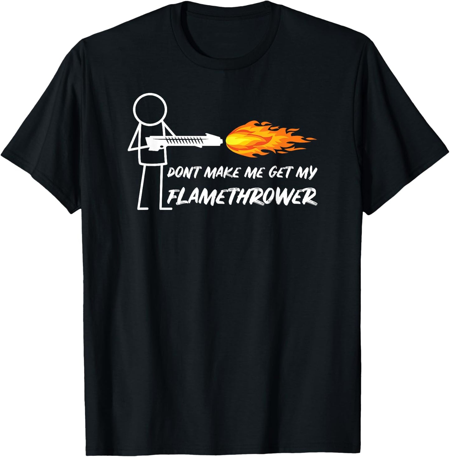 Flamethrower Prop Stick Man Figure Flame Thrower Men Boys T-Shirt - T-Shirt | Black
