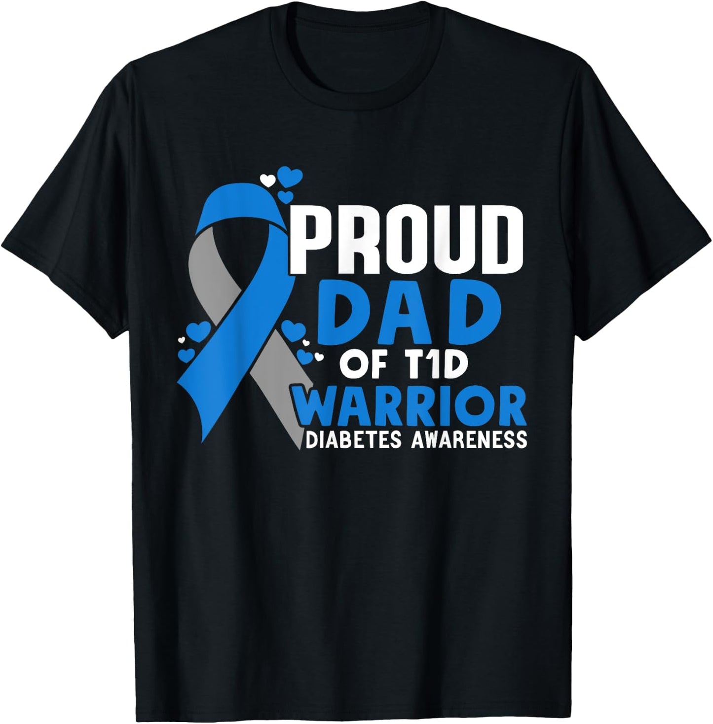 T1D Proud Dad Diabetes Awareness Type 1 T-Shirt - T-Shirt | Black
