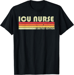 ICU NURSE Funny Job Title Profession Birthday Worker Idea T-Shirt - T-Shirt | Black