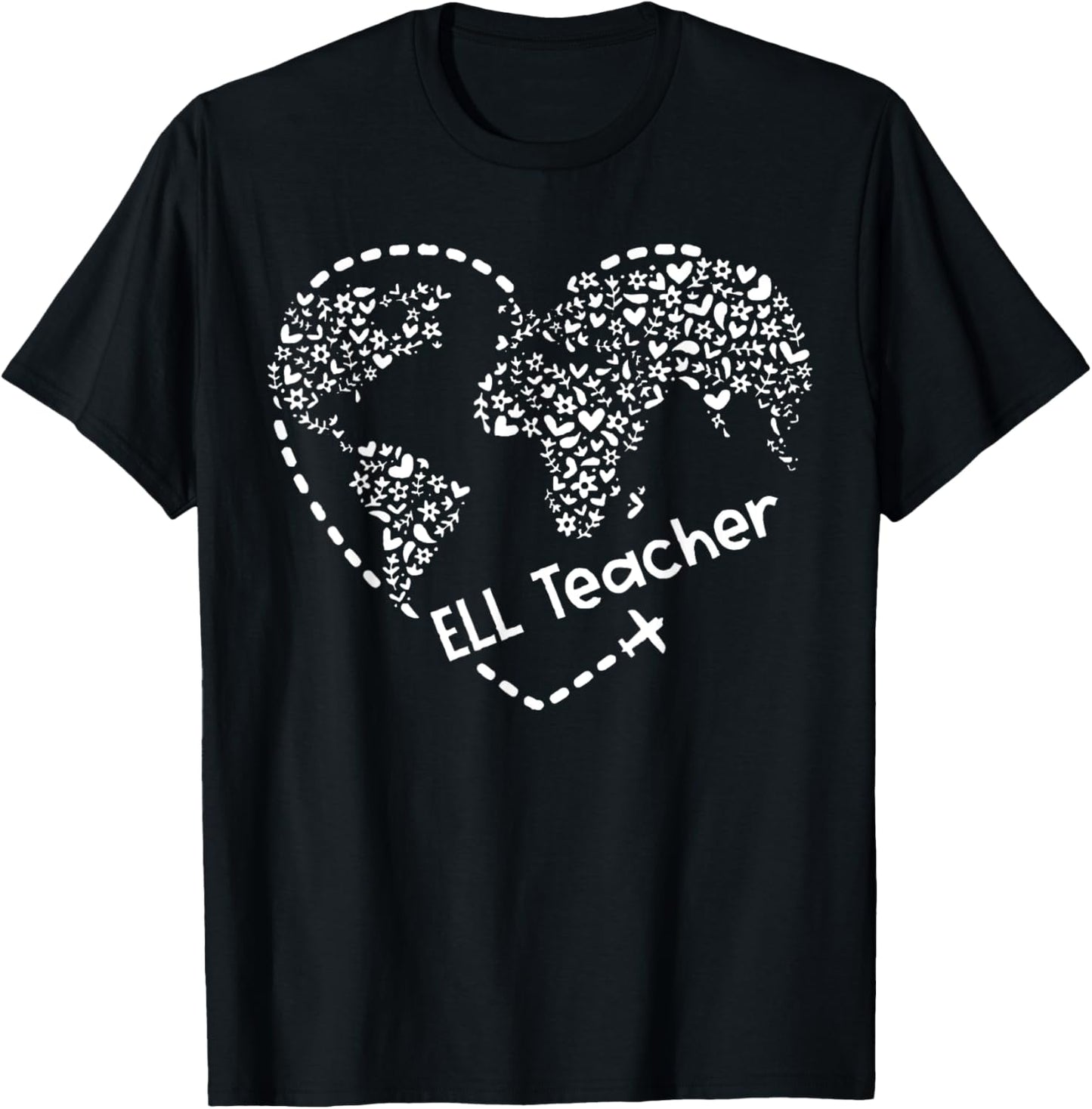 Ell Cute Heart Shape English Language Teacher Students T-Shirt - T-Shirt | Black