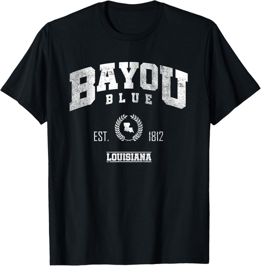 Bayou Blue LA | Louisiana | Vintage Throwback T-Shirt - T-Shirt | Black