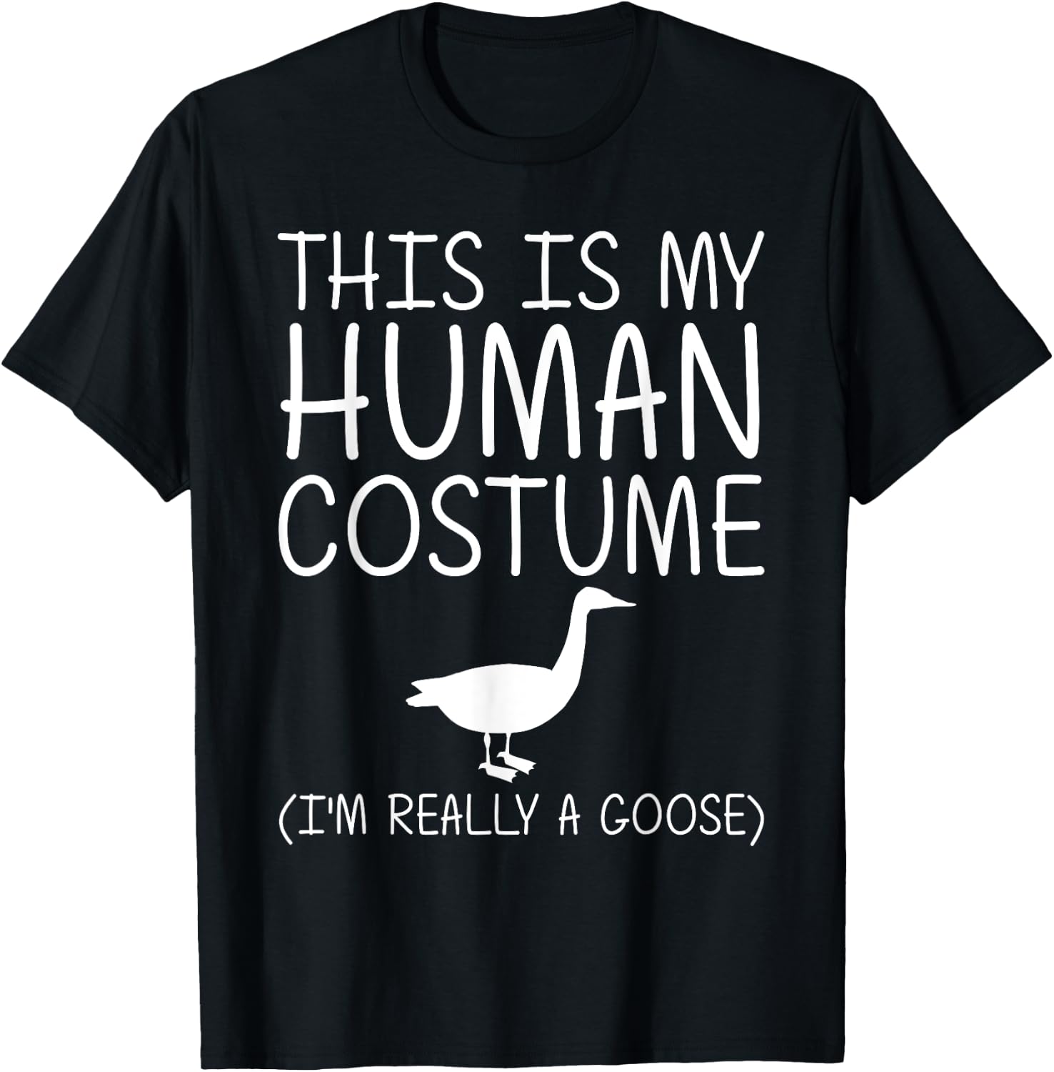 Goose Easy Halloween Human Costume Waterfowl Animal DIY Gift T-Shirt - T-Shirt | Black