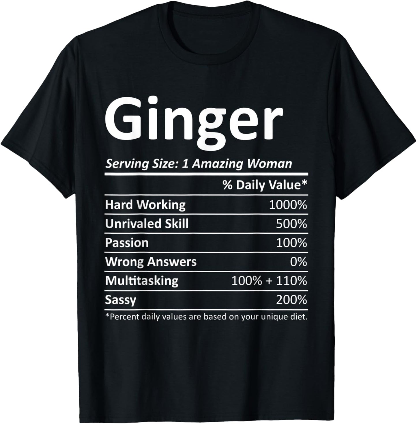 GINGER Nutrition Personalized Name Funny Christmas Gift T-Shirt - T-Shirt | Black