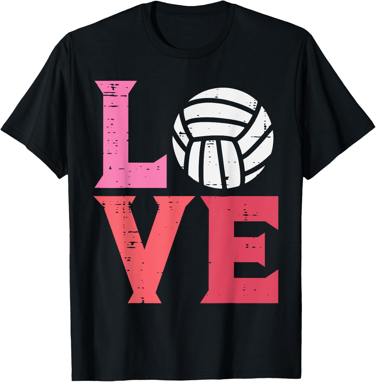 Pink Love Volleyball Cute Sports Coach Player Men Women Kids T-Shirt - T-Shirt | Black