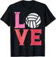 Pink Love Volleyball Cute Sports Coach Player Men Women Kids T-Shirt - T-Shirt | Black