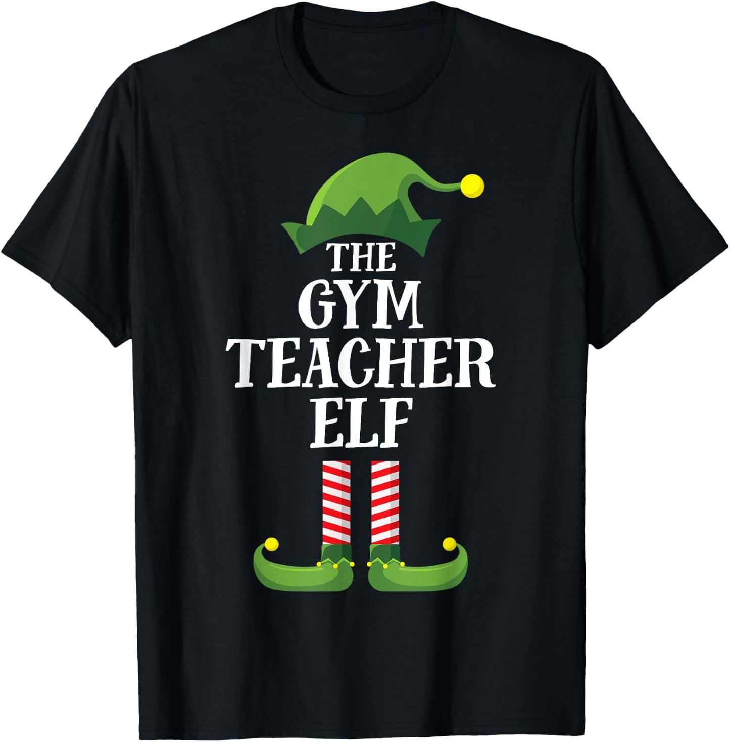 Gym Teacher Elf Matching Family Group Christmas Party Men Women Kids T-Shirt - T-Shirt | Black