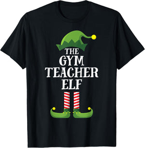 Gym Teacher Elf Matching Family Group Christmas Party Men Women Kids T-Shirt - T-Shirt | Black