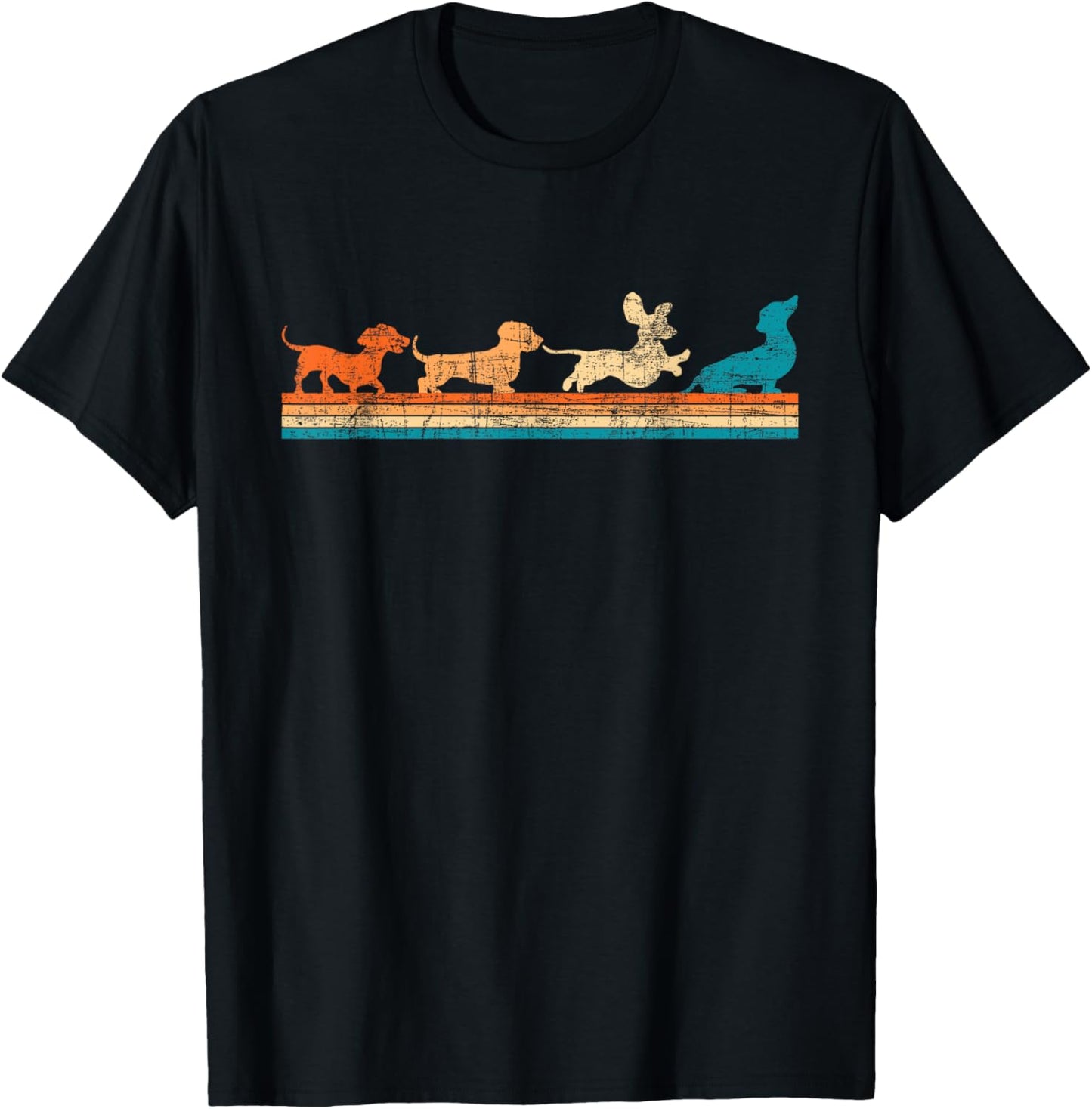 Retro Vintage Dachshund - Dog Owner Animal Lover Pet Trainer Men Women Girls Kids T-Shirt - T-Shirt | Black