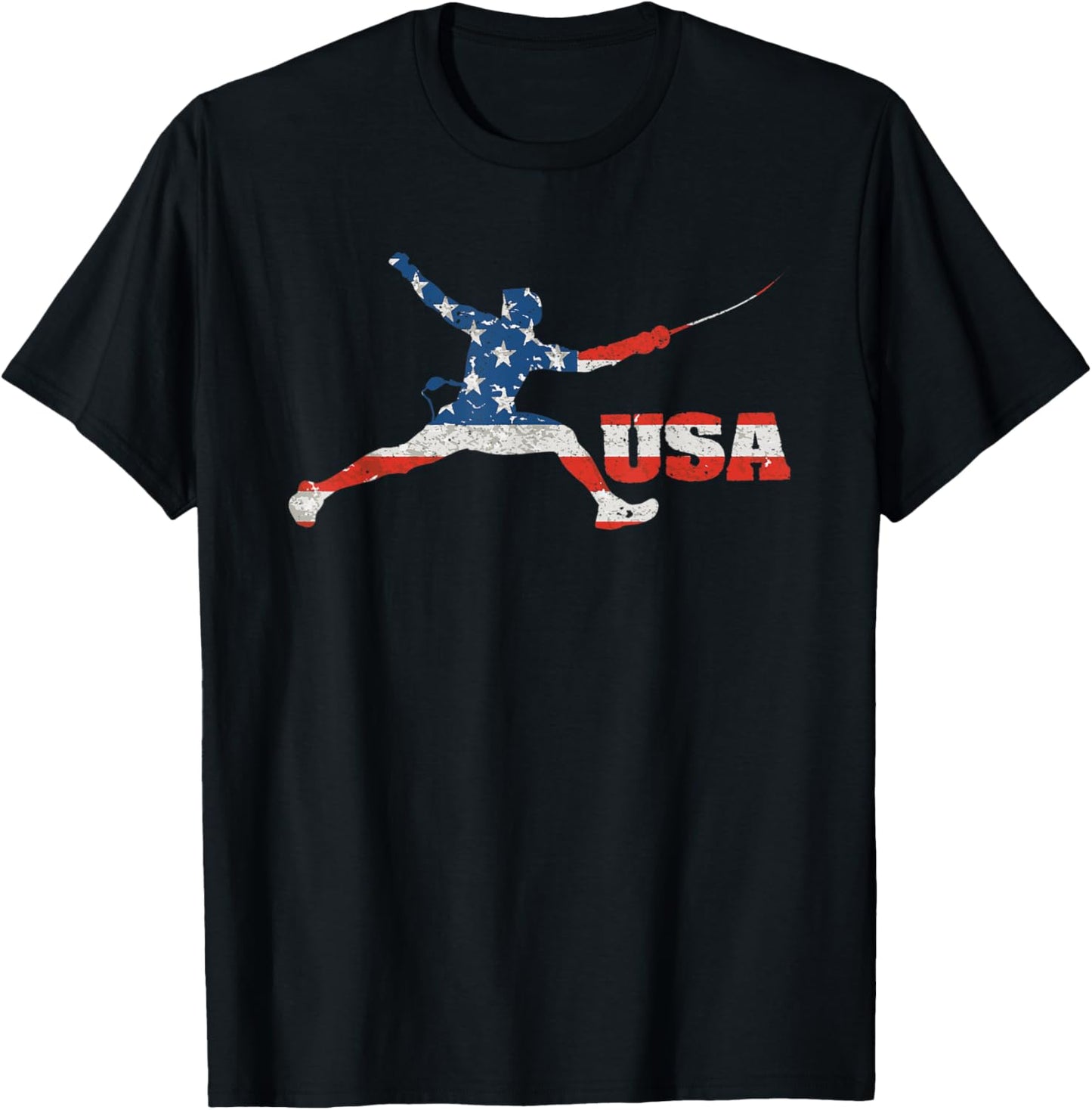 Fencing USA team American flag US Fencers epee men women T-Shirt - T-Shirt | Black