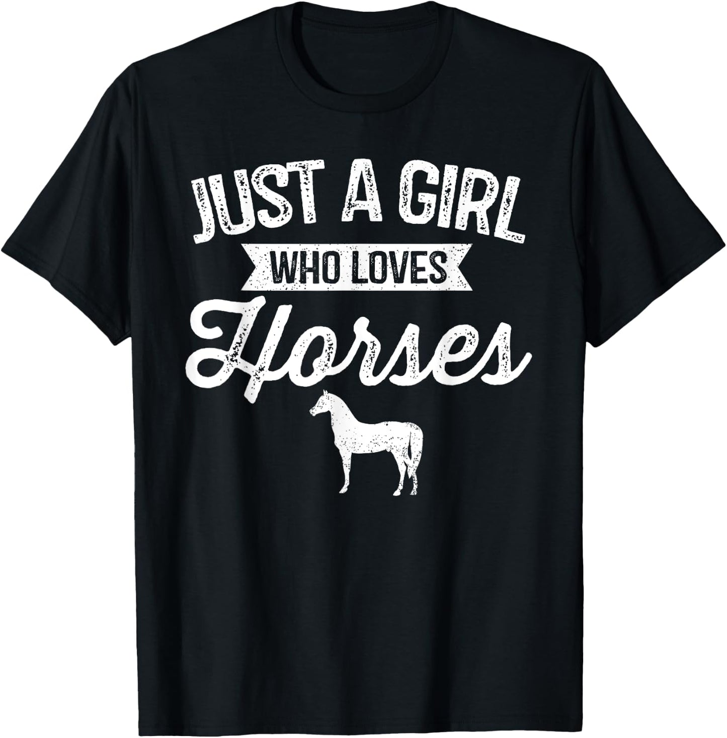 Just A Girl Who Loves Horses Horseback Riding Lover T-Shirt - T-Shirt | Black