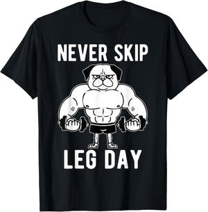 Funny Leg Day Designs Collection Never Skip Leg Day , -Adults, Black, Small, Short Sleeve T-Shirt - T-Shirt | Black