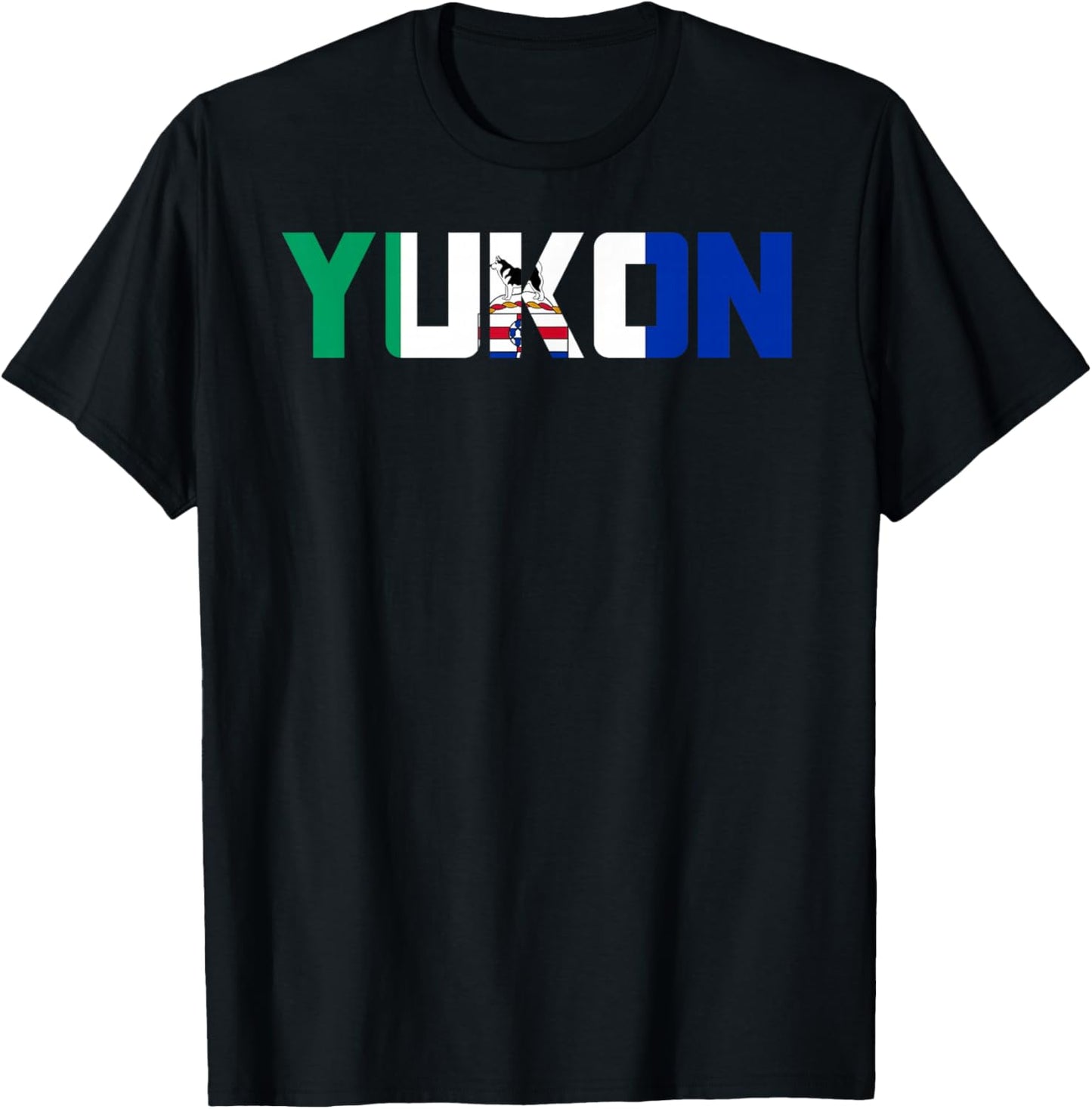 Canadian Yukon Territory Flag Proud Canada Husky Sled Dog T-Shirt - T-Shirt | Black