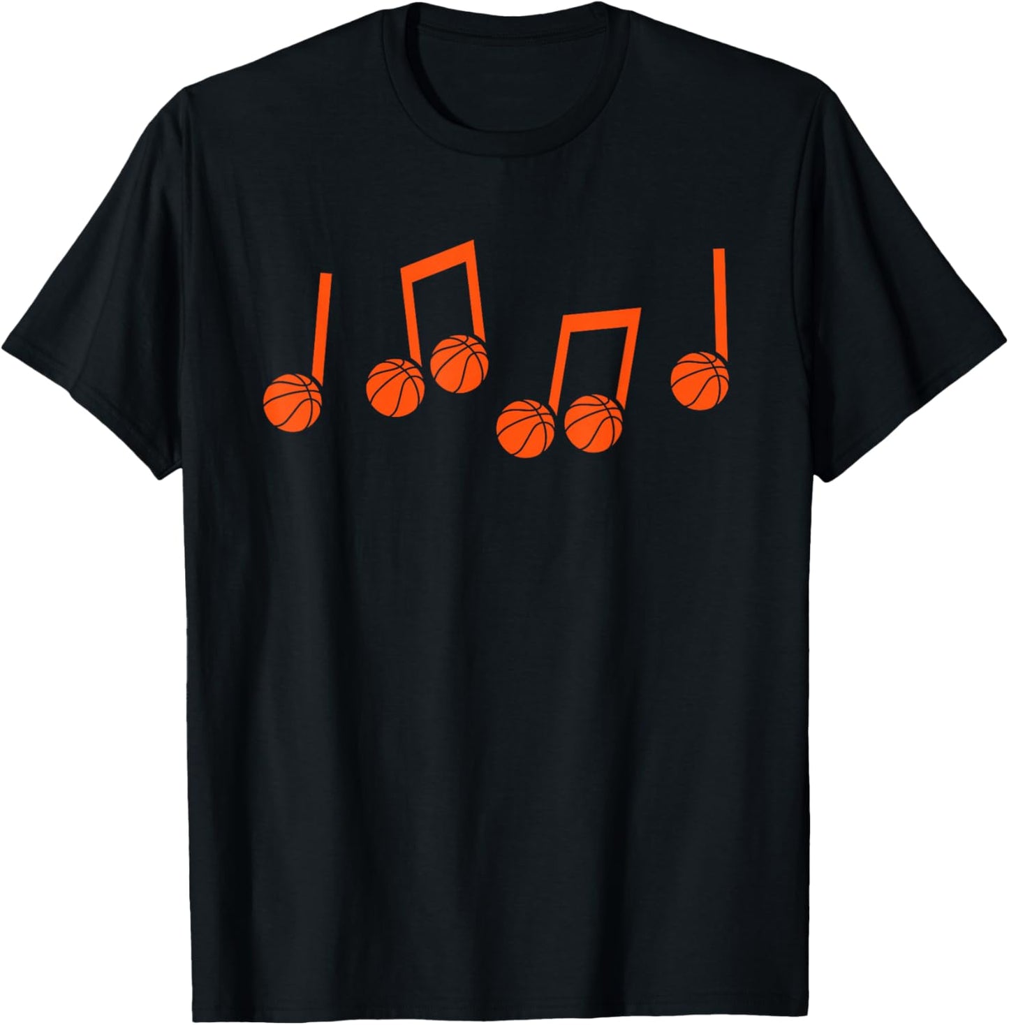 Music Notes Basketball Player Heart Lover Music Teacher T-Shirt - T-Shirt | Black